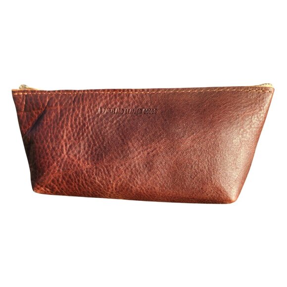 Portland Leather Handbags - Portland Leather Goods Utility Pouch Nutmeg Brown 2 Tone Pebbled Zip Bag